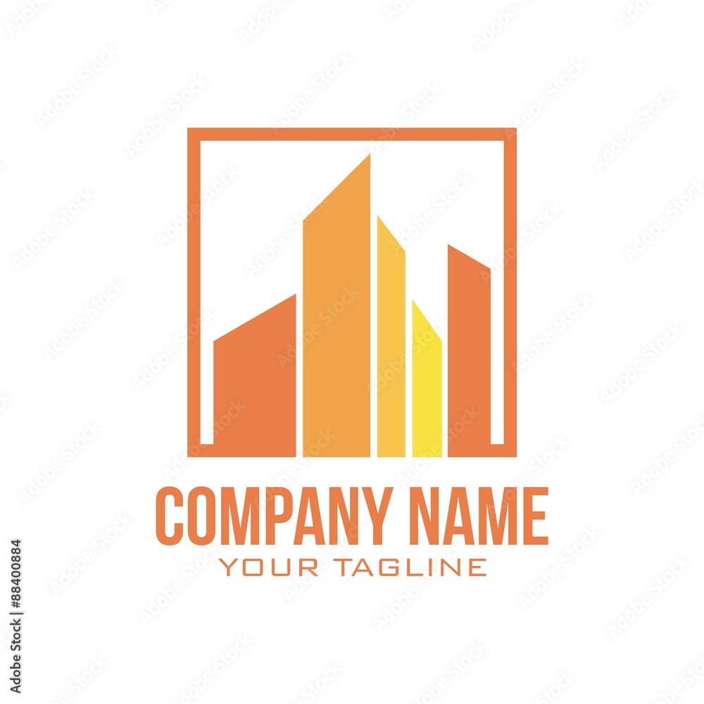 Building logo - a square - orange color. Building Logo Orange Color