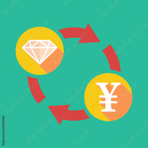 Exchange sign with a diamond and a yen sign