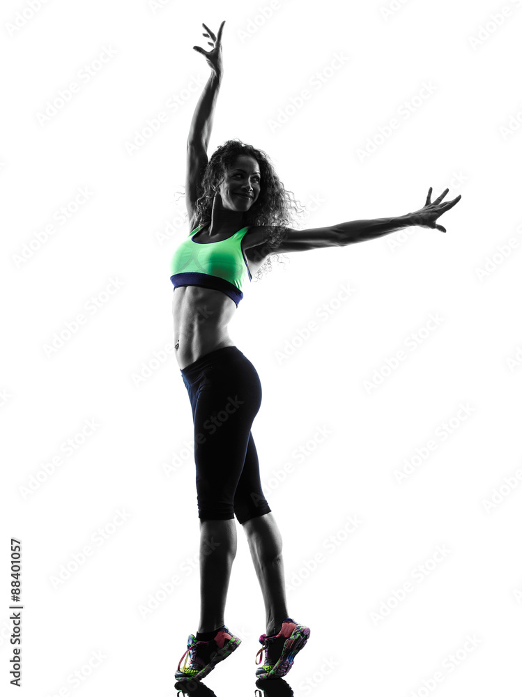 woman zumba dancer dancing exercises silhouette woman zumba dancer dancing exercises silhouette