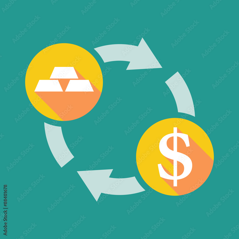 Exchange sign with gold bars and a dollar sign Exchange sign with gold bars and a dollar sign