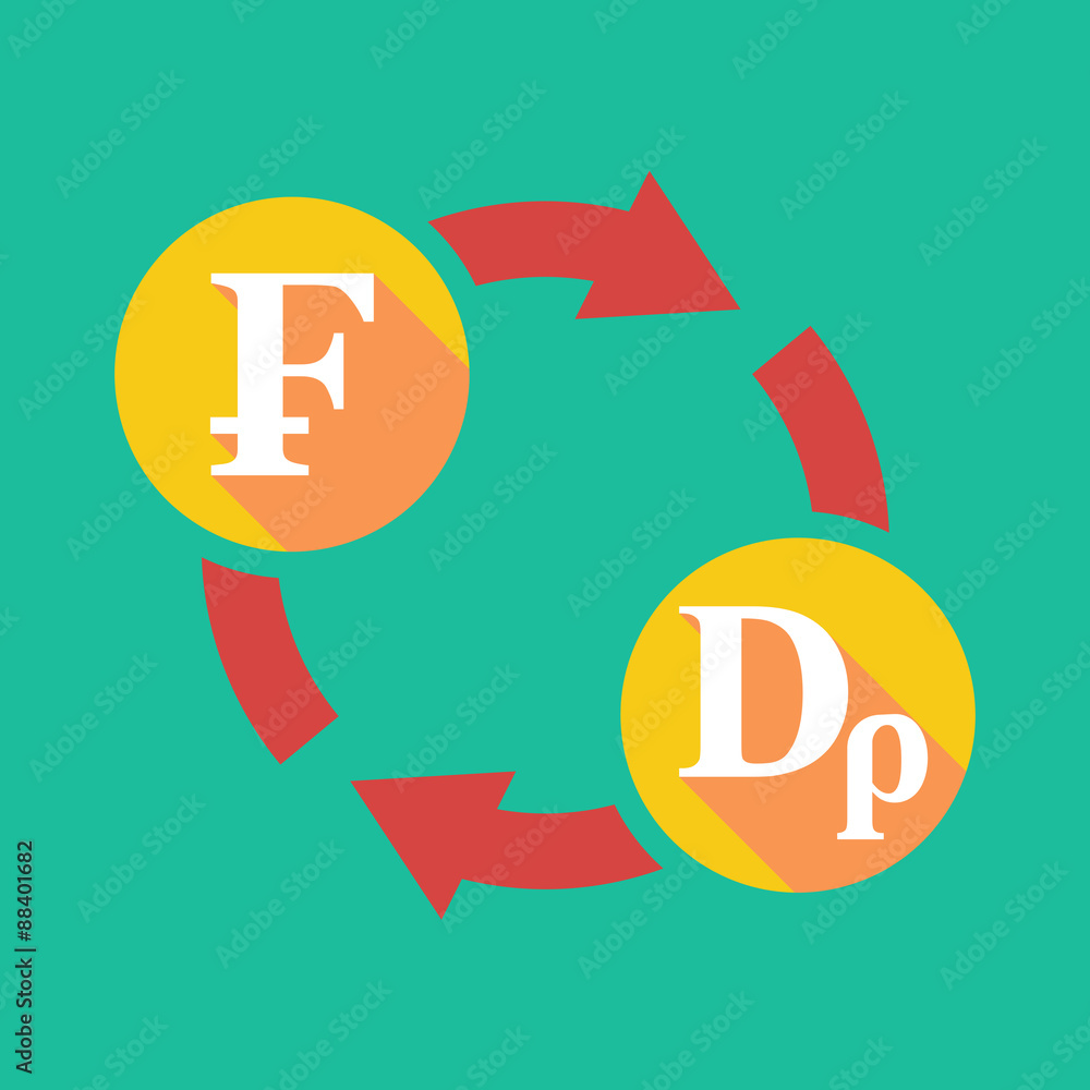 Exchange sign with a swiss franc sign and a drachma sign Exchange sign with a swiss franc sign and a drachma sign