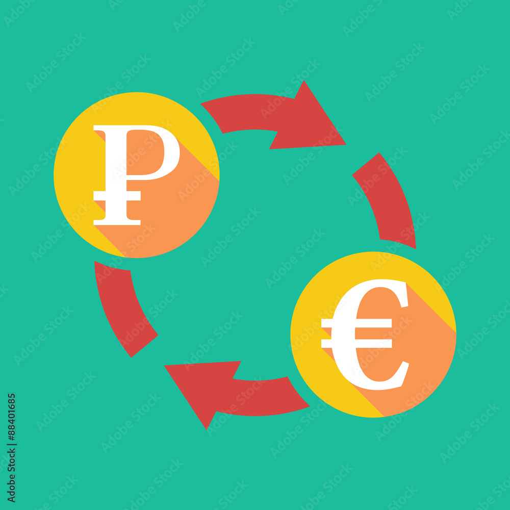 Exchange sign with a ruble sign and an euro sign Exchange sign with a ruble sign and an euro sign