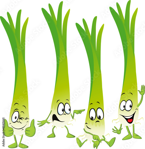 leek or green onion- funny vector cartoon
