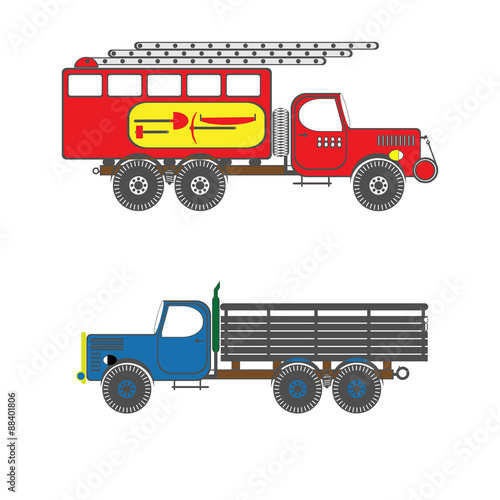 monochrome icon set with special purpose vehicle
