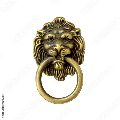 White isolated lion head as a knocker