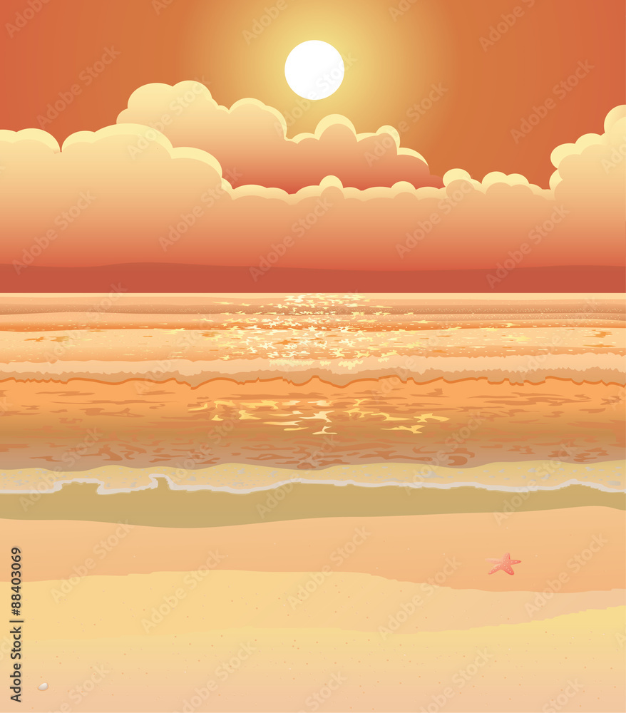 Sunset at the beach vector image
