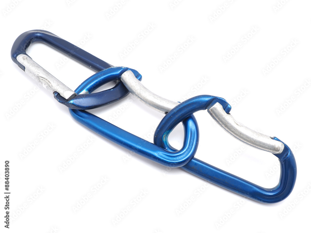 climber carabiner on white background climber carabiner on white background