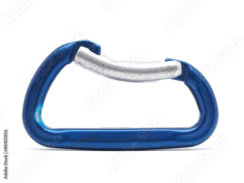 climber carabiner on white background photo