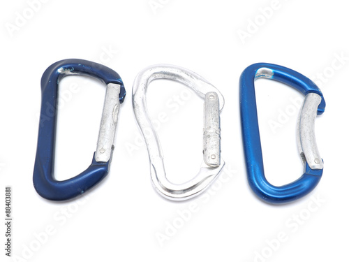 climber carabiner on white background photo