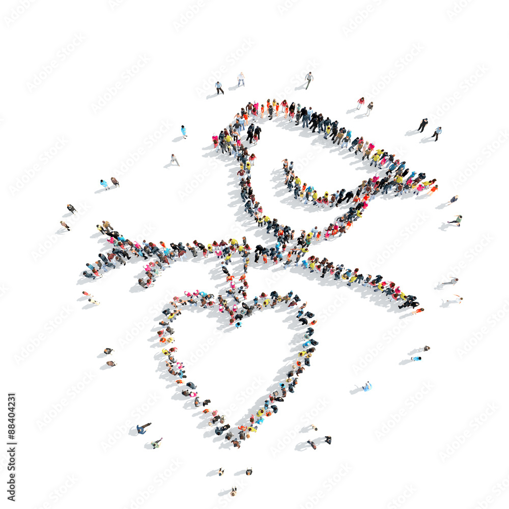 people in the shape of a bird, heart. people in the shape of a bird, heart.