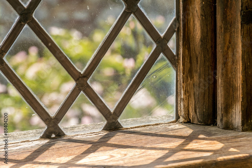 Leaded light window sill from period building photo