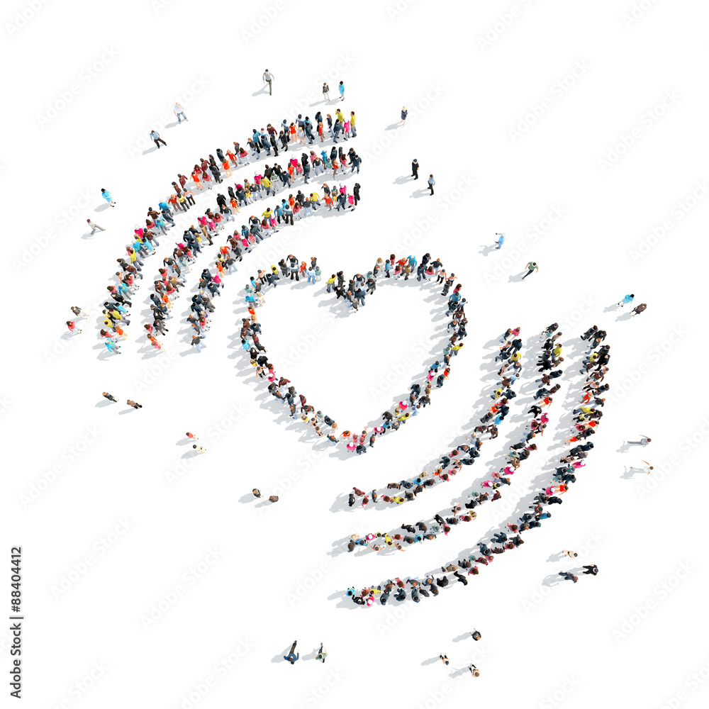 people in the shape of heart . people in the shape of heart .