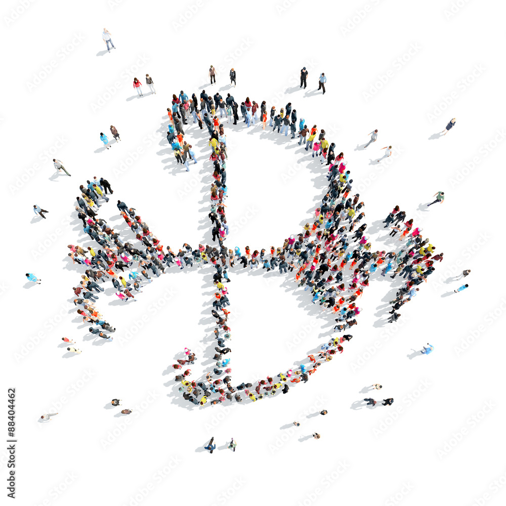 people in the shape of an arrow. people in the shape of an arrow.