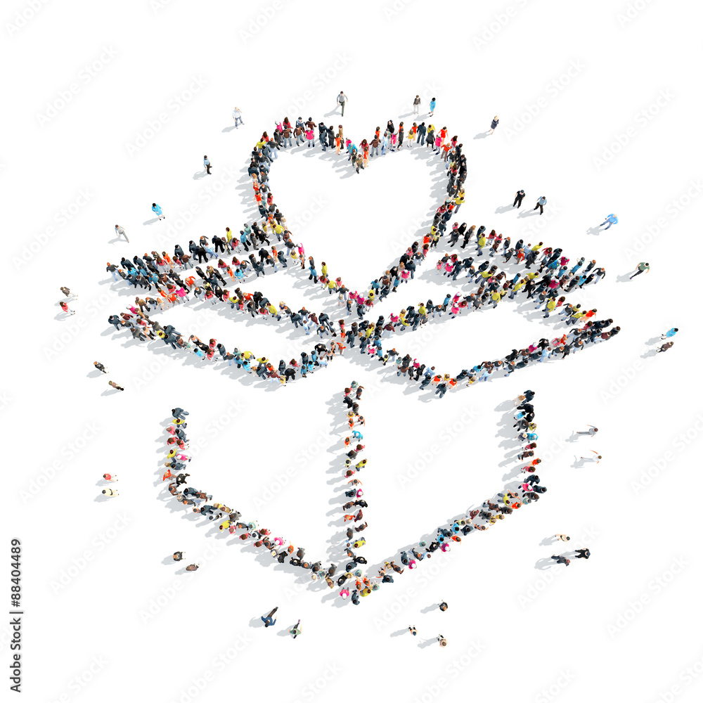 people in the shape of heart . people in the shape of heart .