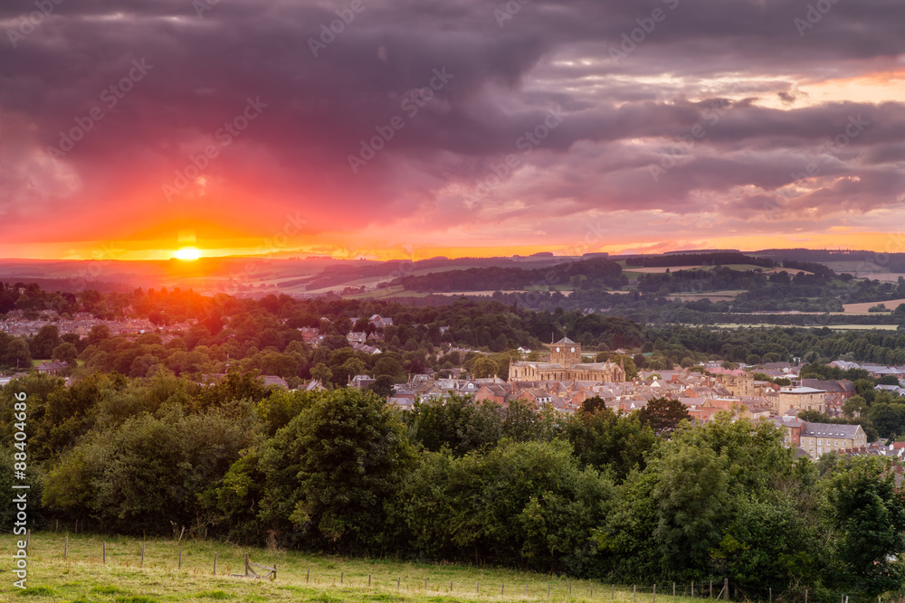 The Sun sets over Hexham