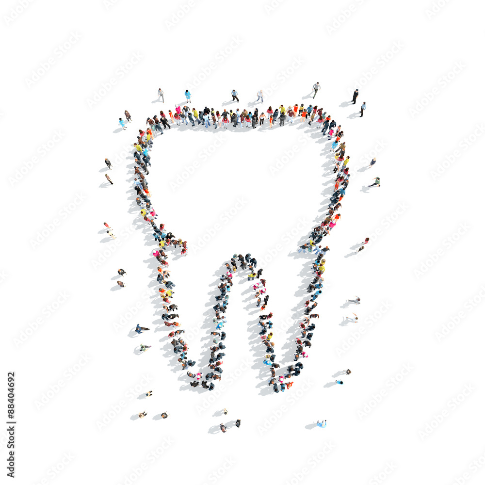 people in theshape of a tooth, dentistry.