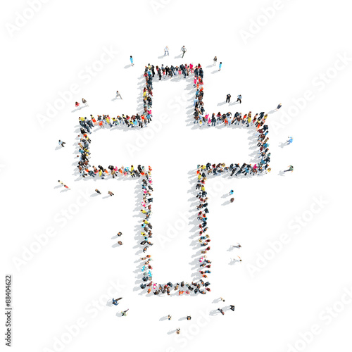 people in the shape of a Catholic cross, religion