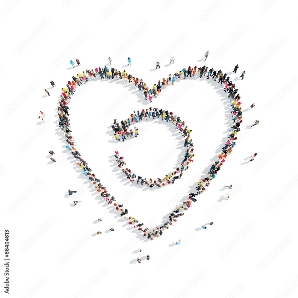 people in the shape of heart . people in the shape of heart .