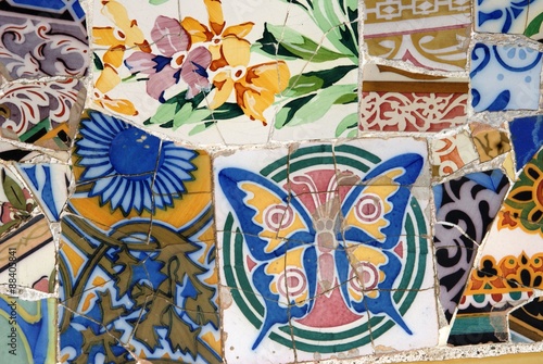 Park Güell, Barcelona, Spanien, Katalonien, Antoni Gaudí, Gaudi, Städtereise, Mosaik