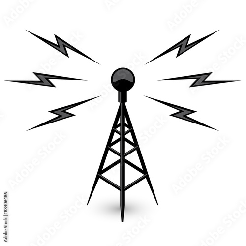 Antenna - broadcast tower icon with lightning