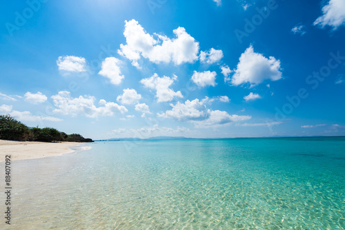 Beautiful sea and the white beach  Okinawa  Japan