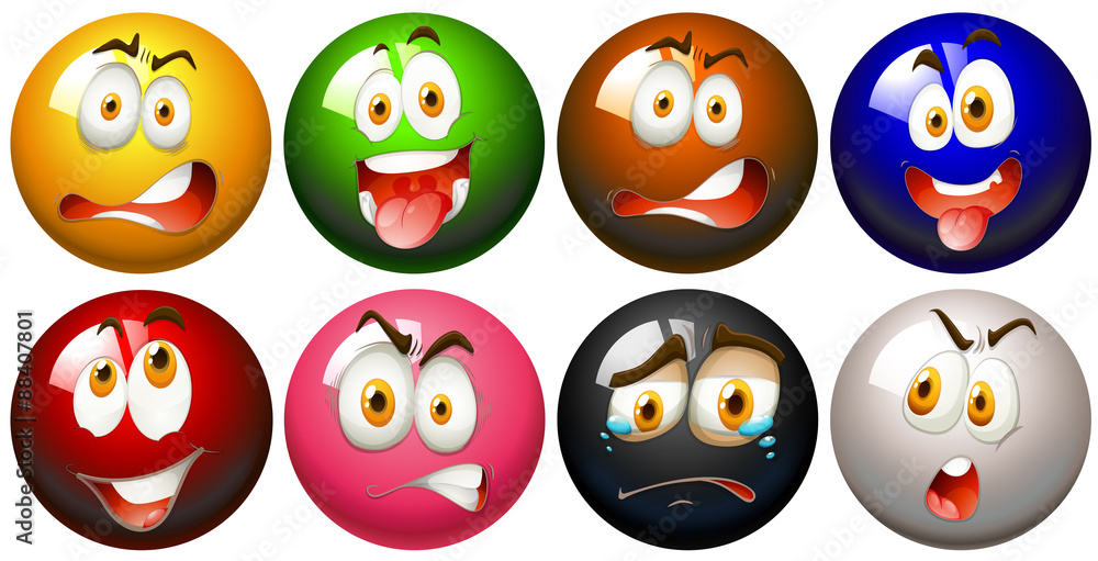 Snooker balls with faces Snooker balls with faces
