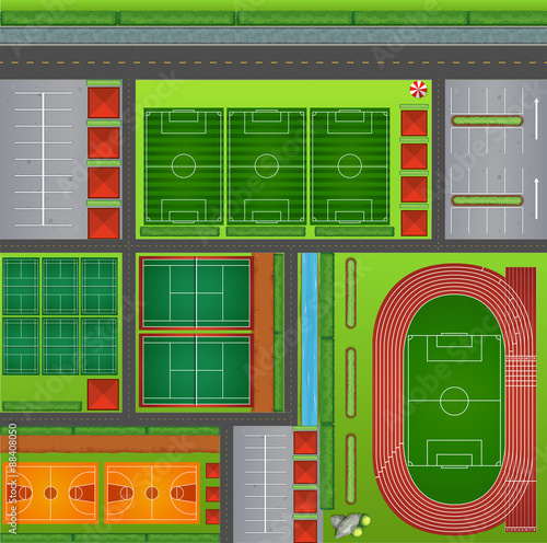 Sport club with courts and feilds