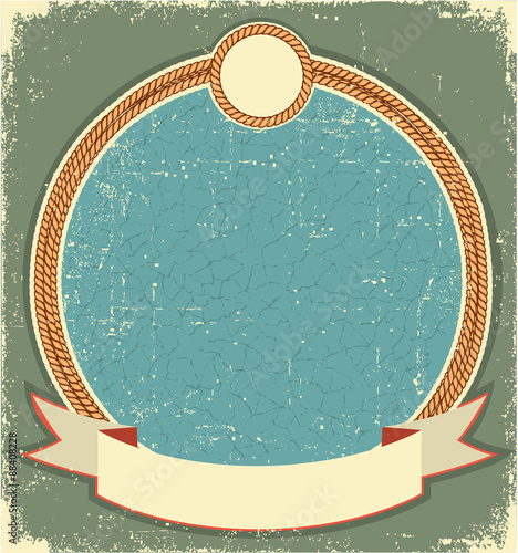 Vintage label illustration for text with rope frame