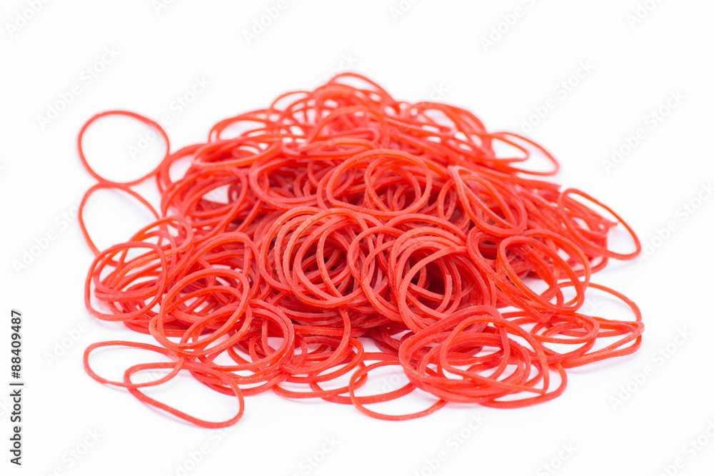 Red Rubber Band On white Background