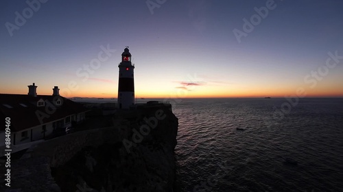 Lighthouse at Sunrise - Europa Point Lighthouse /Trinity Lighthouse at Europa Point, Bay of Gibraltar, Gibraltar.