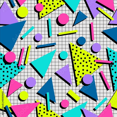 Retro 80s seamless pattern background