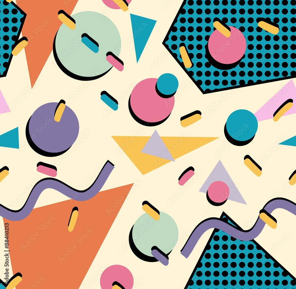 Retro 80s seamless pattern background Stock Vector | Adobe Stock