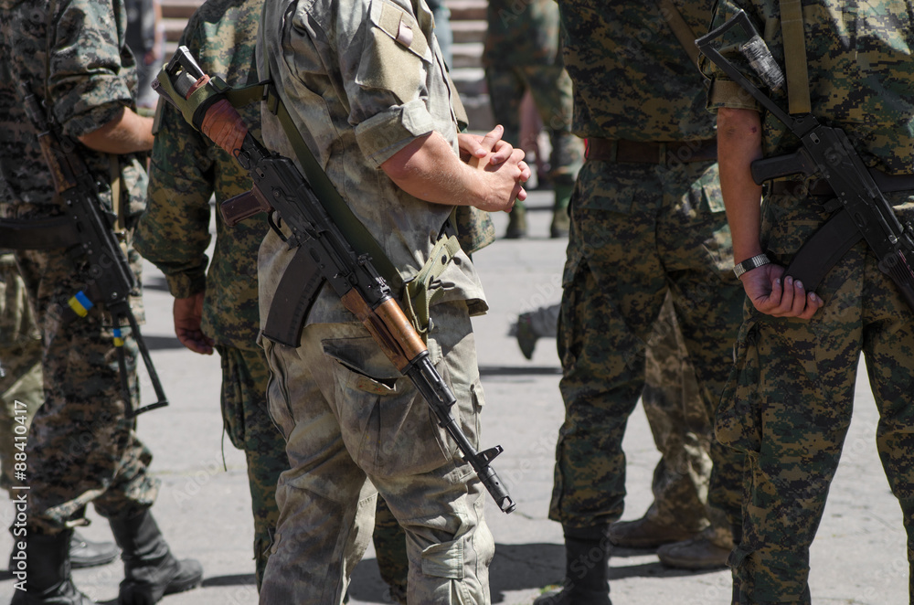Ukrainian Soldiers with machine-guns