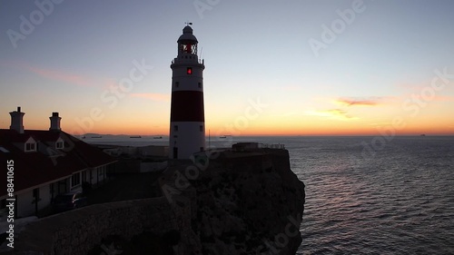 Lighthouse at Sunrise - Europa Point Lighthouse /Trinity Lighthouse at Europa Point, Bay of Gibraltar, Gibraltar.