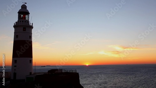 Lighthouse at Sunrise - Europa Point Lighthouse /Trinity Lighthouse at Europa Point, Bay of Gibraltar, Gibraltar.
