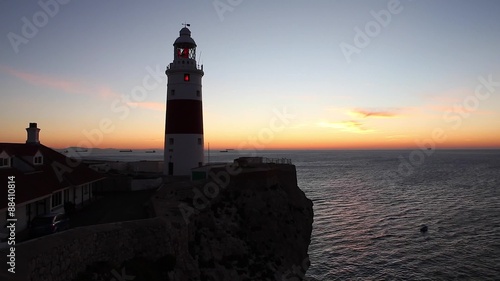 Lighthouse at Sunrise - Europa Point Lighthouse /Trinity Lighthouse at Europa Point, Bay of Gibraltar, Gibraltar.
