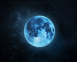 Blue full moon atmosphere at dark night sky background, Elements of this image furnished by NASA