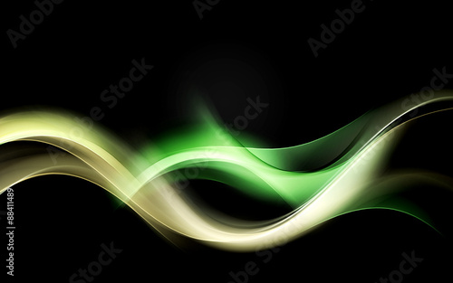 abstract green light waves background