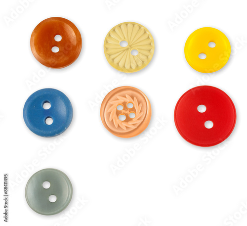 Set of colorful sewing buttons isolated on white background