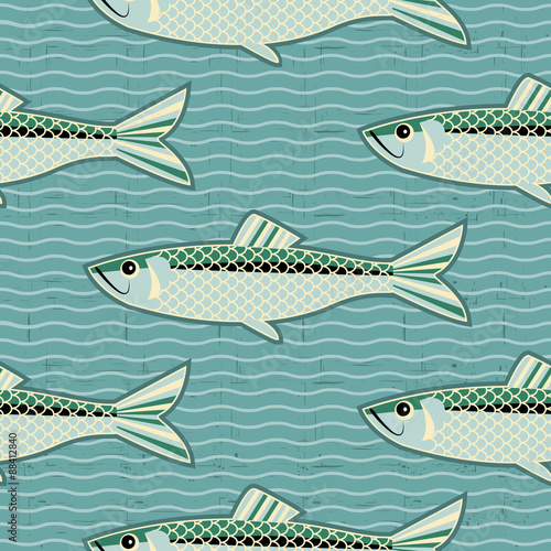 herring seamless pattern.Vector fish background