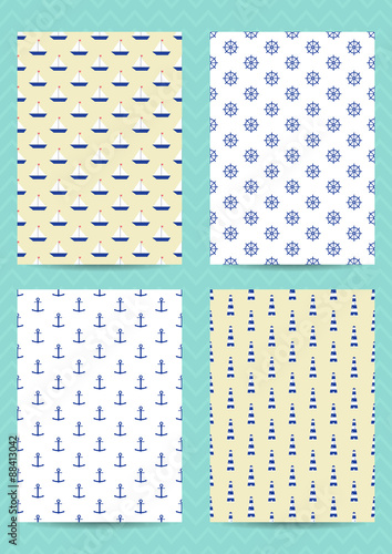 Set of abstract retro nautical cards
