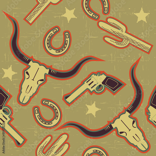 western seamless pattern for background.Vector illustration for