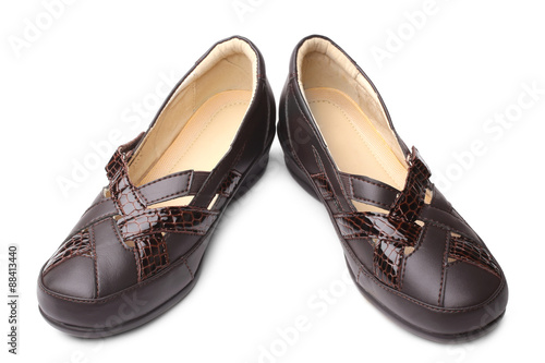 Brown leather women shoes