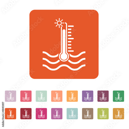 The warm water temperature icon. Hot liquid symbol. Flat