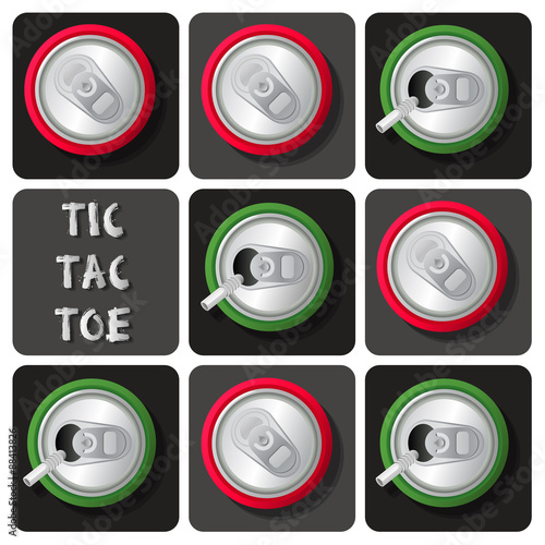 Tic-Tac-Toe of soda can or beer