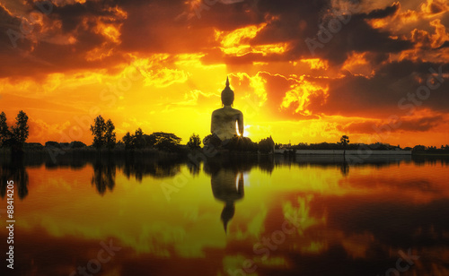 The Big Golden Buddha on sunrise at Wat Muang, Ang Thong, Thailand