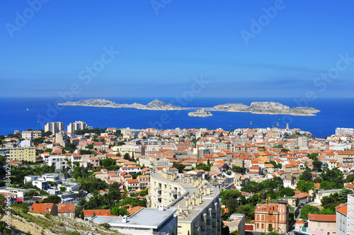 aerial view of Marseille, France, with Les Isles islands in the