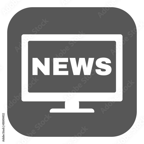 The tv news icon. Television and telly, telecasting, broadcast symbol. Flat