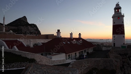 Lighthouse at Sunrise, Gibraltar  - Europa Point Lighthouse /Trinity Lighthouse at Europa Point, Bay of Gibraltar, Gibraltar.