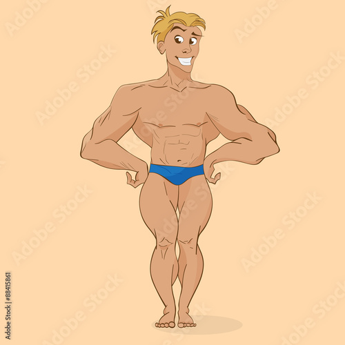 smiling muscular man, athletic trainer